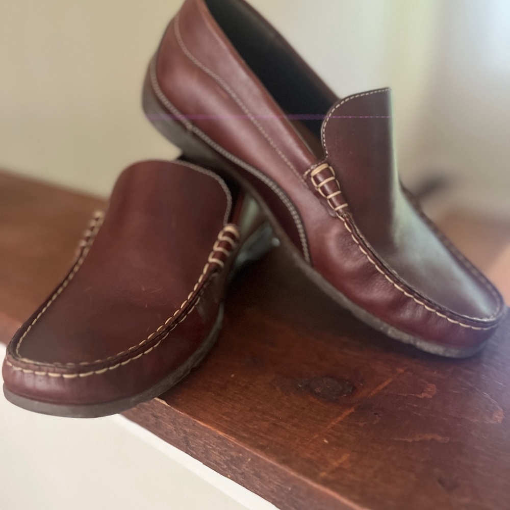 Mephisto Brown Leather Slip-On Loafers